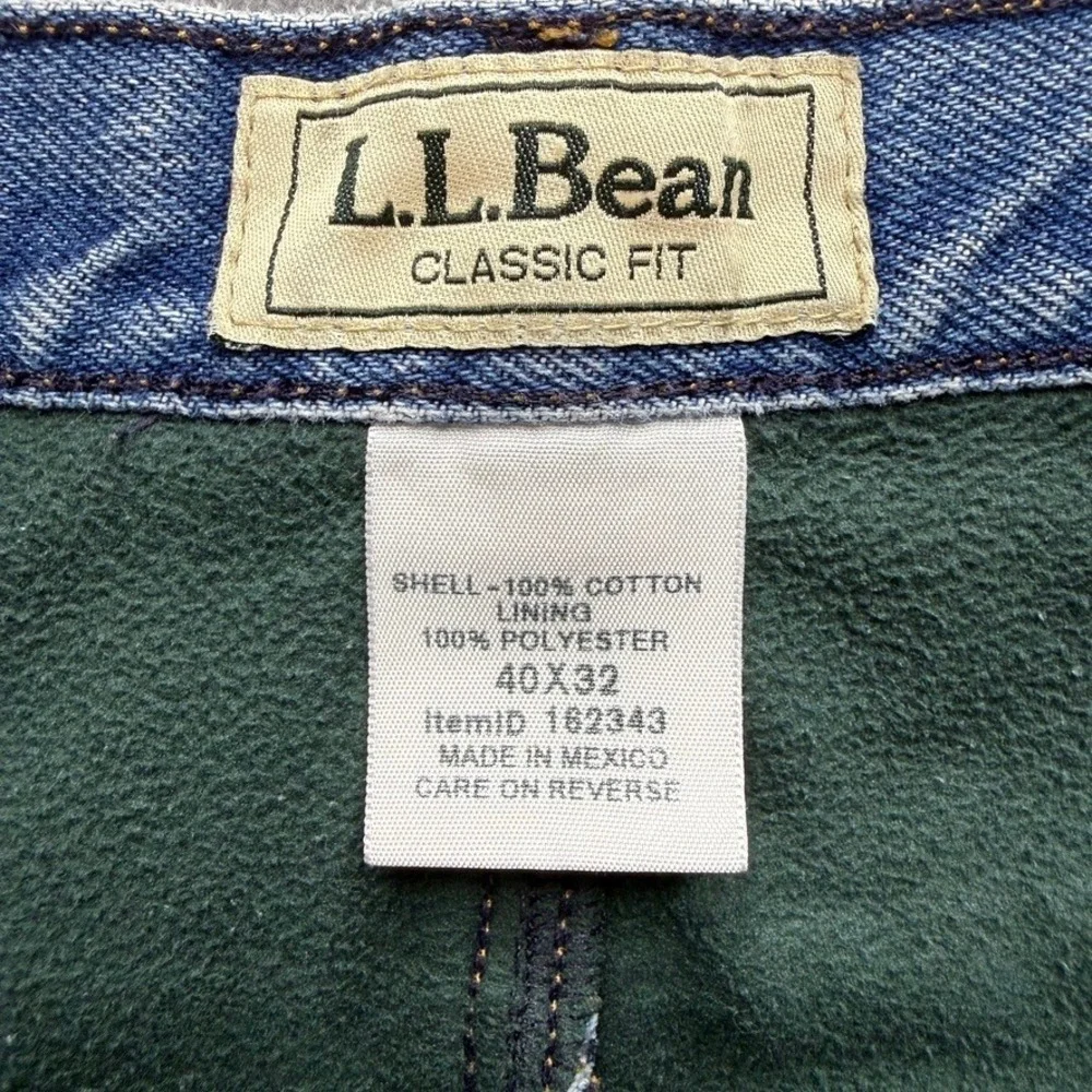 LL Bean Jeans Classic Fit Fleece Lined Straight‎ 40x32 (FIT 39x31) Denim Winter